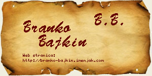 Branko Bajkin vizit kartica